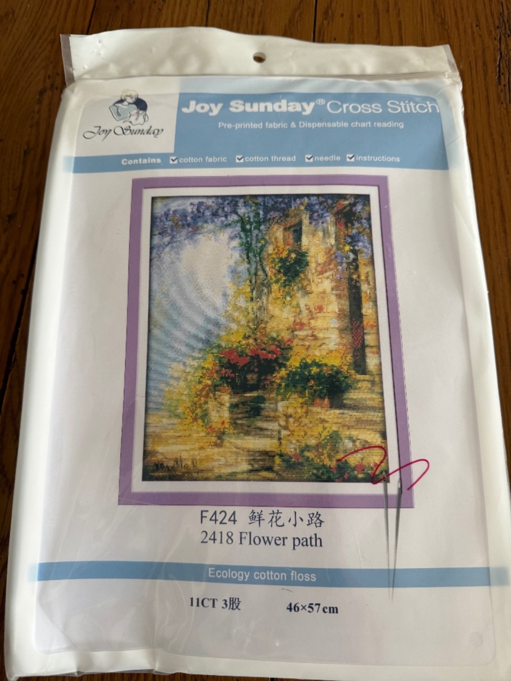 Flower Path Joy Sunday Cross Stitch Kit 11CT Pre-Printed Aida